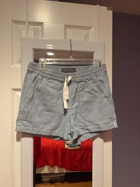 Point Sur Women's Blue Pinstripe High-Waist Drawstring Shorts